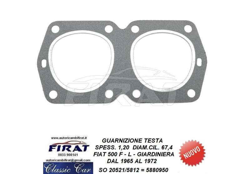 GUARNIZIONE TESTA FIAT 500 F L GIARDINIERA 1,20 (20521/5812)